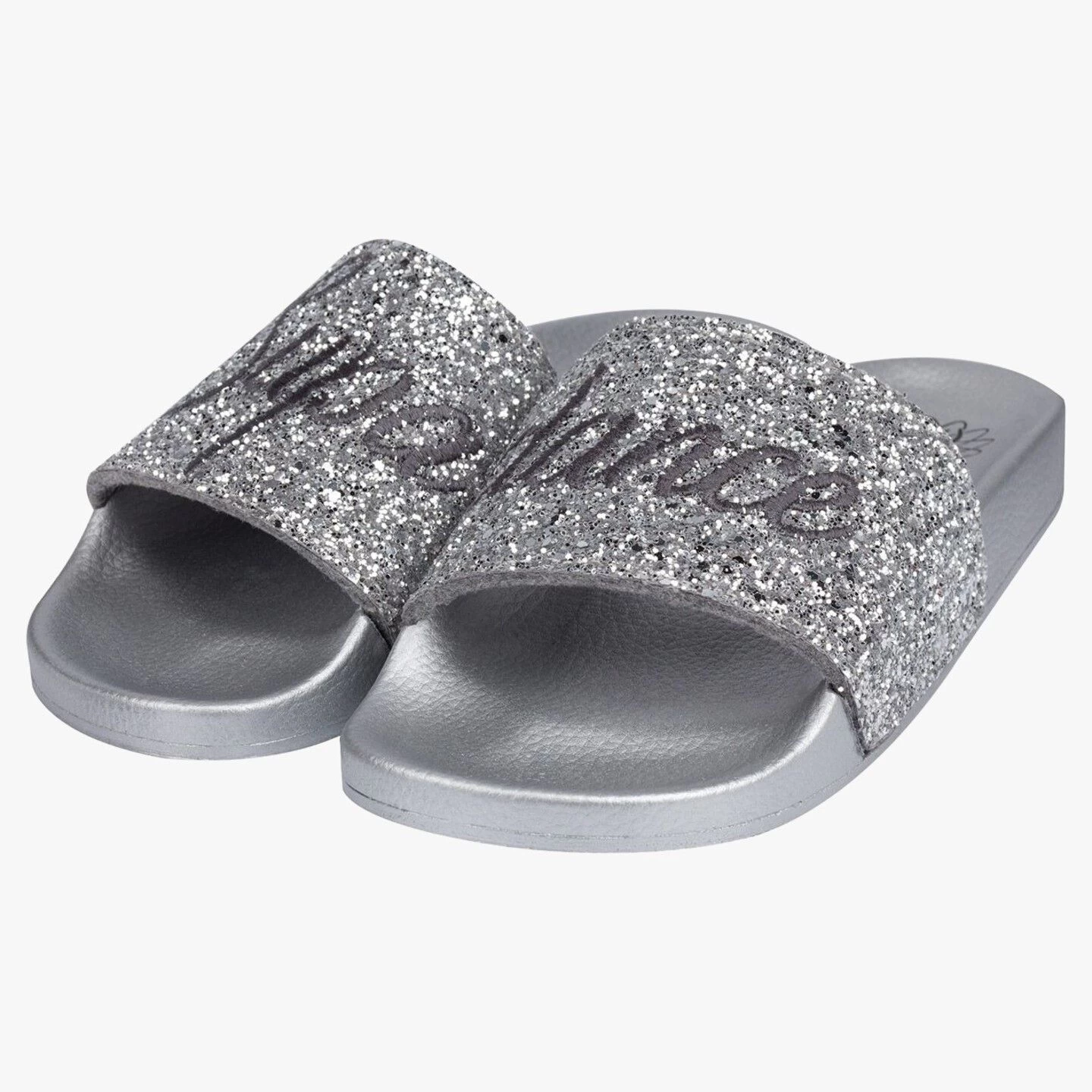 Style 7788 Silver Glitter Slides - Image 2